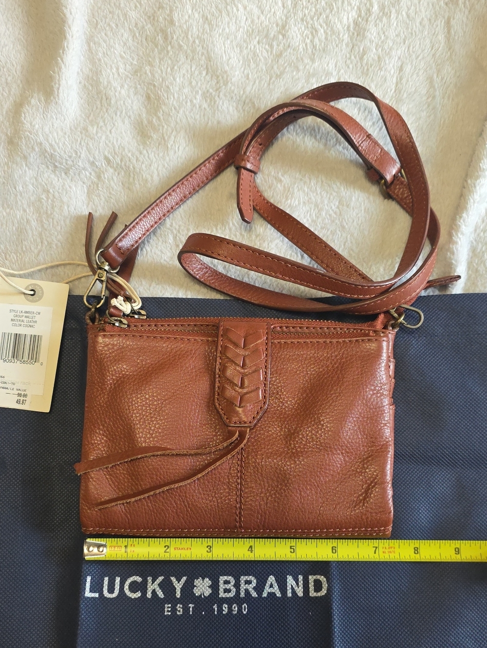 Lucky Brand Rust Brown Leather Crossbody Bag